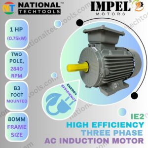 Impel 1 HP 2 Pole IE2 3000 RPM B3 Foot Mounting 71 Frame 415V Three-Phase Squirrel Cage Induction Motor