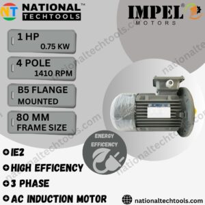 Impel 1 HP 4 Pole IE2 1500 RPM B5 Flange Mounted 80 Frame 415V Three-Phase Squirrel Cage Induction Motor