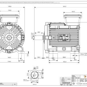 Impel 1.5 KW 2.0HP 4 Pole IE2 1430 RPM B3 Foot Mounted 90 Frame 415V Motor