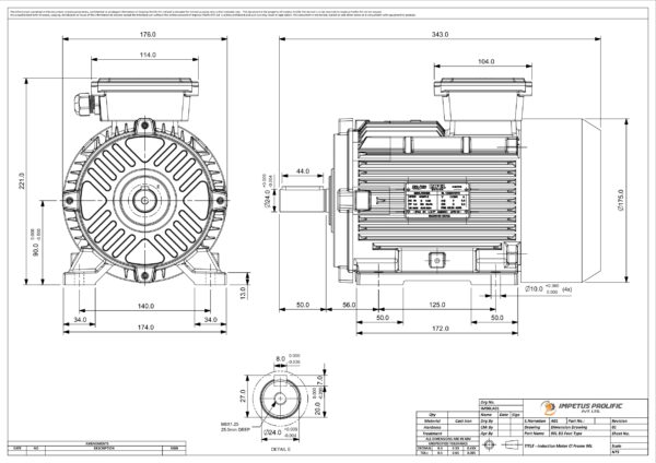 Impel 1.5 KW 2.0HP 4 Pole IE2 1430 RPM B3 Foot Mounted 90 Frame 415V Motor