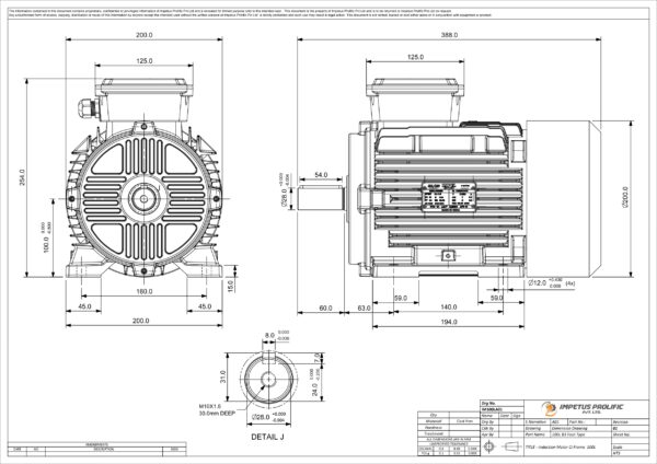 Impel 2.2KW 3.0HP 4 Pole IE2 1430 RPM B3 Foot Mounted 100L Frame 415V Motor