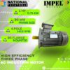Impel 1.5 HP 4 Pole IE2 1420 RPM B5 Flange Mounted 132 Frame 415V Three-Phase Squirrel motor