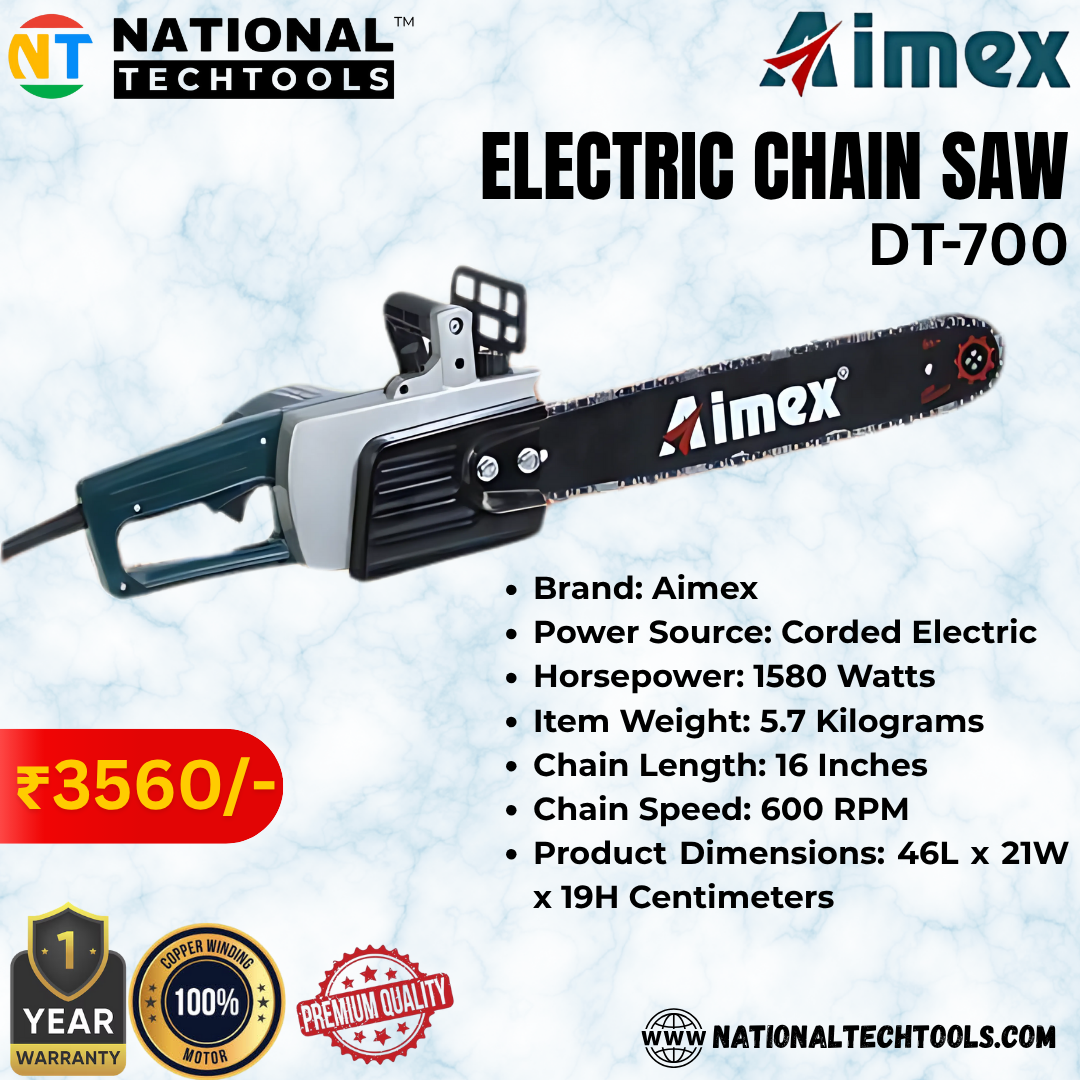 Aimex DT-700 1580W Electric Chain Saw – 16 Inch (405mm) Wood Cutting Machine, 600 m/min Chain Speed - Image 2