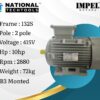 Impel 10HP 2 Pole IE2 2880RPM B3 Foot Mounted 132SFrame 415V Motor