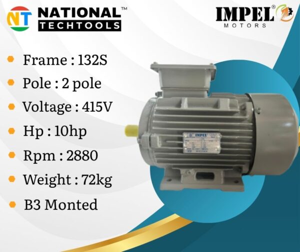 Impel 10HP 2 Pole IE2 2880RPM B3 Foot Mounted 132SFrame 415V Motor