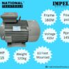 Impel 15HP 4 Pole IE2 1450RPM B3 Foot Mounted 160MFrame 415V Motor