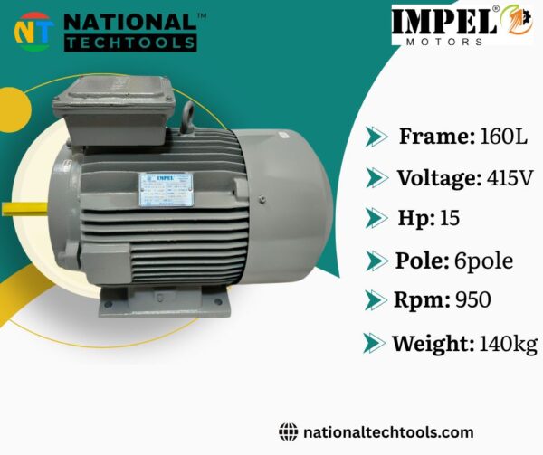 Impel 15HP 6 Pole IE2 950RPM B3 Foot Mounted 160LFrame 415V Motor