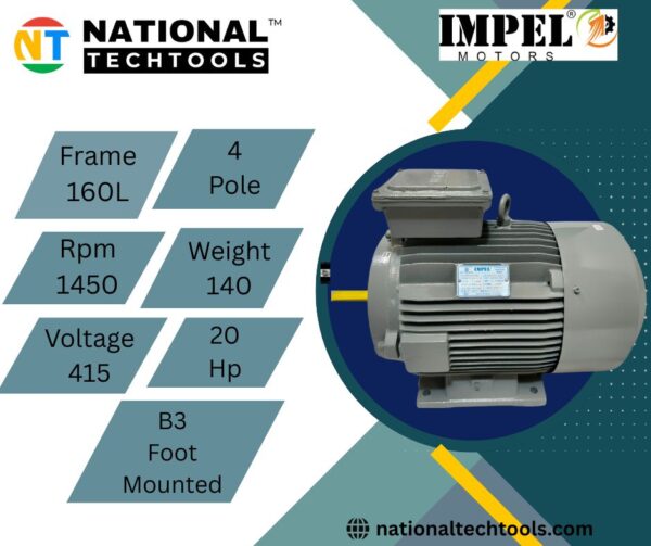 Impel 20HP 4 Pole IE2 1450RPM B3 Foot Mounted 160LFrame 415V Motor