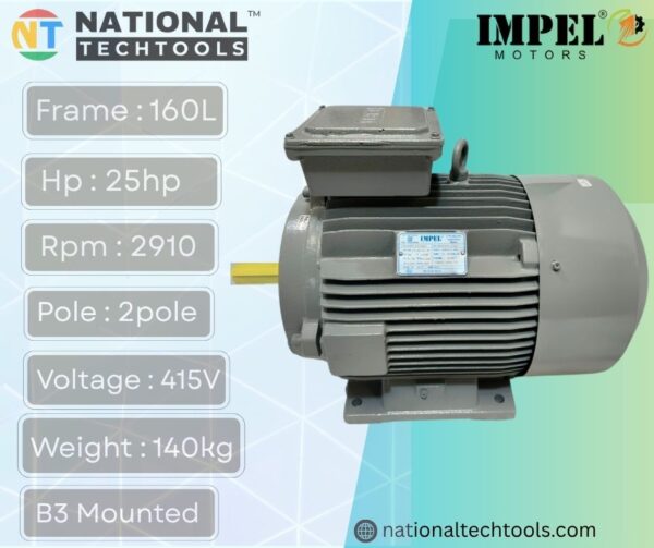 Impel 25HP 2 Pole IE2 2910RPM B3 Foot Mounted 160LFrame 415V Motor
