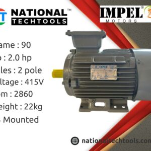 Impel 1.5 kw 2.0HP 2 Pole IE2 2860RPM B3 Foot Mounted 90 Frame 415V Motor