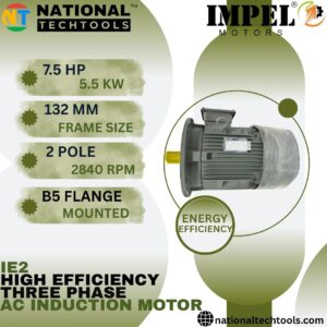 Impel 7.5 HP 2 Pole IE2 2880 RPM B5 Flange Mounted 132 Frame 415V Three-Phase Squirrel motor