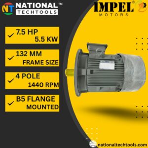 Impel 7.5 HP 4 Pole IE2 1440 RPM B5 Flange Mounted 132 Frame 415V Three-Phase Squirrel motor