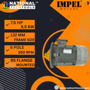 Impel 7.5 HP 6 Pole IE2 950 RPM B5 Flange Mounted 132 Frame 415V Three-Phase Squirrel motor