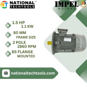 Impel 1.5 HP 2 Pole IE2 2840 RPM B5 Flange Mounted 80 Frame 415V Three-Phase Squirrel motor