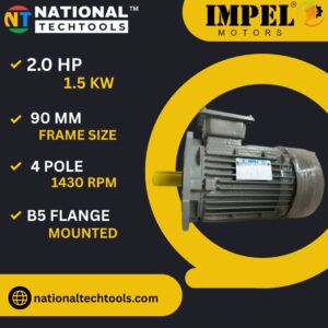 Impel 2 HP 4 Pole IE2 1430 RPM B5 Flange Mounted 90 Frame 415V Three-Phase Squirrel Cage Induction Motor