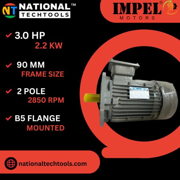 Impel 3.0 HP 2 Pole IE2 2850 RPM B5 Flange Mounted 90 Frame 415V Three-Phase Squirrel motor