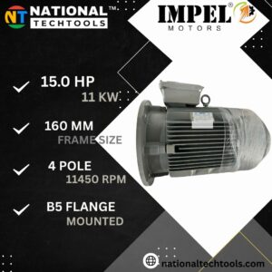 Impel 15 HP 4 Pole IE2 1450 RPM B5 Flange Mounted 160 Frame 415V Three-Phase Squirrel motor