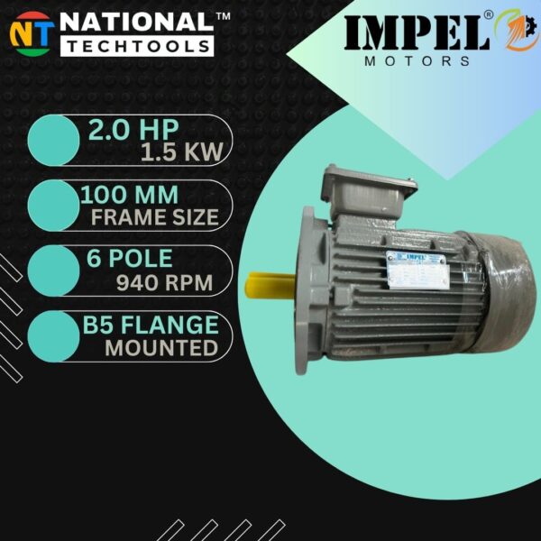 Impel 2.0 HP 6 Pole IE2 940 RPM B5 Flange Mounted 100 Frame 415V Three-Phase Squirrel motor