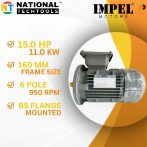 Impel 15.0 HP 6 Pole IE2 950 RPM B5 Flange Mounted 160 Frame 415V Three-Phase Squirrel motor