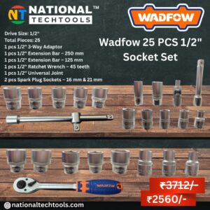 Wadfow 25 PCS 1/2" Socket Set