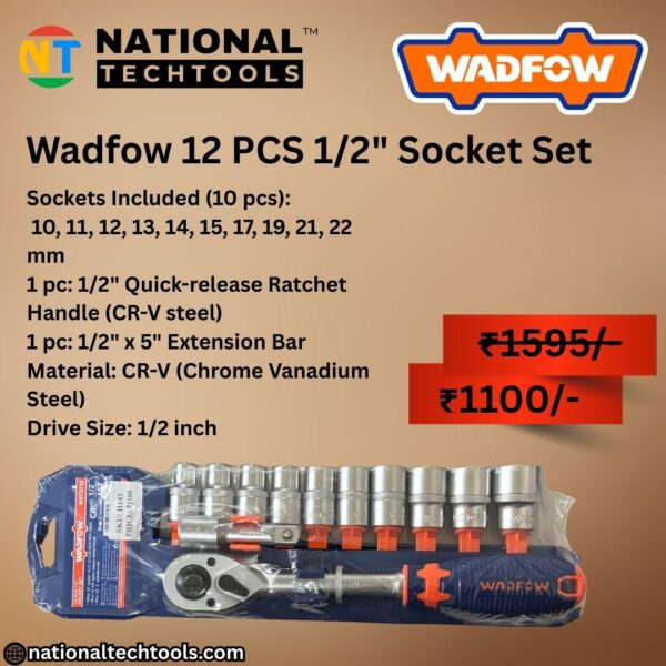 Wadfow 12 PCS 1/2" Socket Set