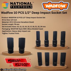 Wadfow 10 PCS 1/2" Deep Impact Socket Set
