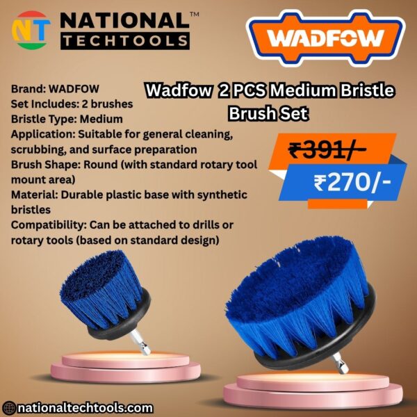 Wadfow 2 PCS Medium Bristle Brush Set