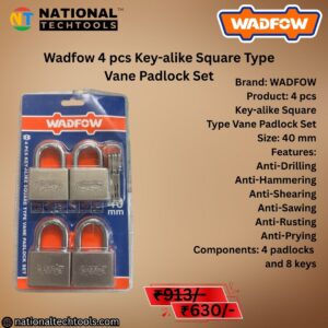 Wadfow 4 pcs Key-alike Square Type Vane Padlock Set