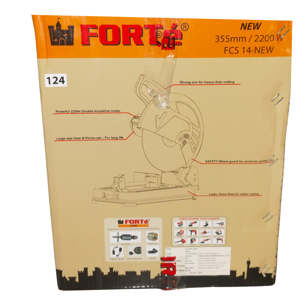 FORTÉ FCS 14-NEW 355mm (14 Inch) 2200W Cut-Off Saw – 3900 RPM Heavy Duty Metal Cutting Machine, Double Insulated, Free Carbon Brush - Image 8