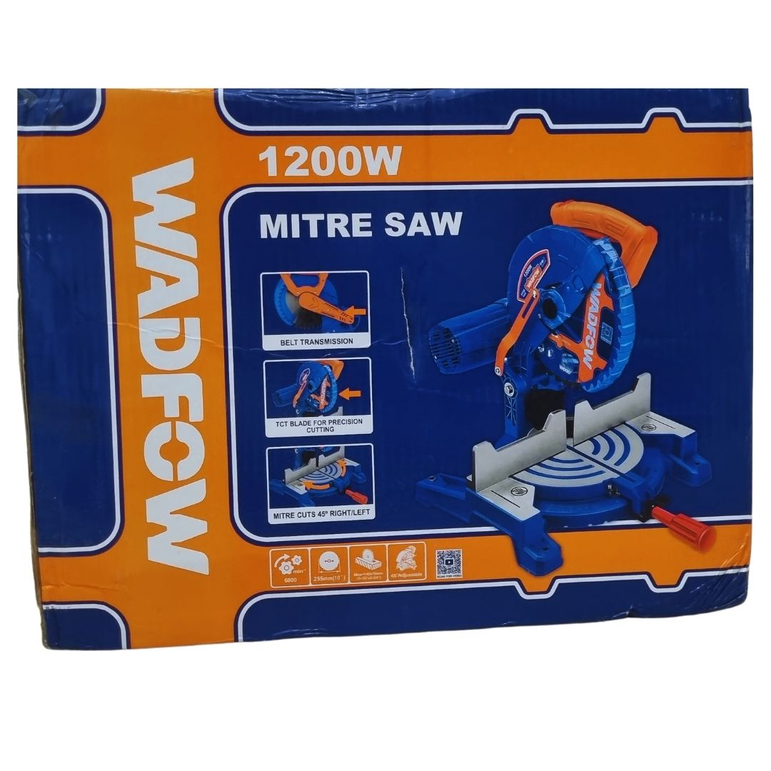 Wadfow WXD12001 1200W Mitre Saw 45 Degree Angle Cutting Belt Drive TCT Blade Wood Cutting Machine Precision Miter Saw for Carpentry Workshop - Image 5