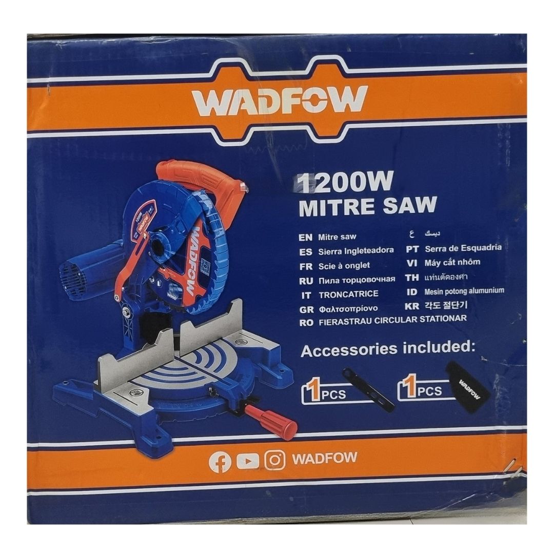 Wadfow WXD12001 1200W Mitre Saw 45 Degree Angle Cutting Belt Drive TCT Blade Wood Cutting Machine Precision Miter Saw for Carpentry Workshop - Image 6